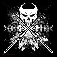Grunge Skull Fish Bone Fishing Ornament thumb 1