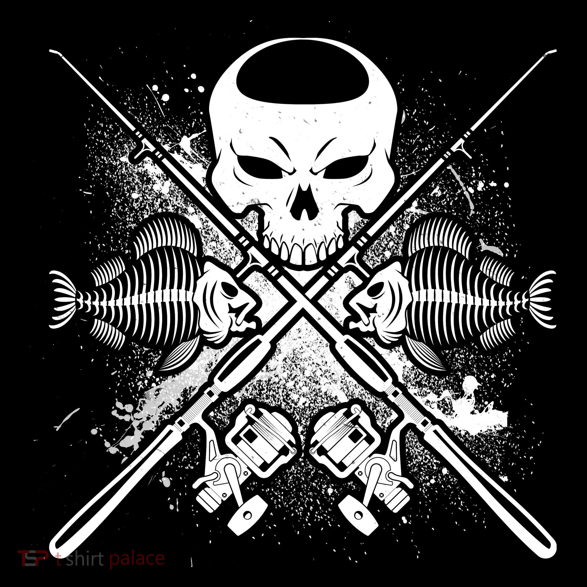 Grunge Skull Fish Bone Fishing Ornament
