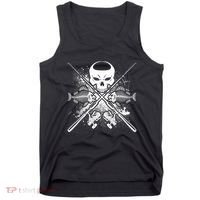 Grunge Skull Fish Bone Fishing Tank Top thumb 0