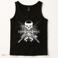 Grunge Skull Fish Bone Fishing Tank Top thumb 2