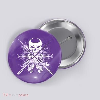 Grunge Skull Fish Bone Fishing Button