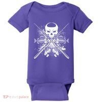 Grunge Skull Fish Bone Fishing Baby Bodysuit thumb 0