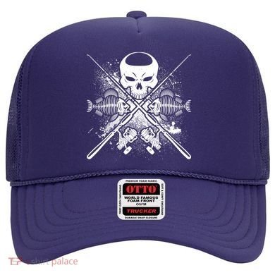 Grunge Skull Fish Bone Fishing Hat