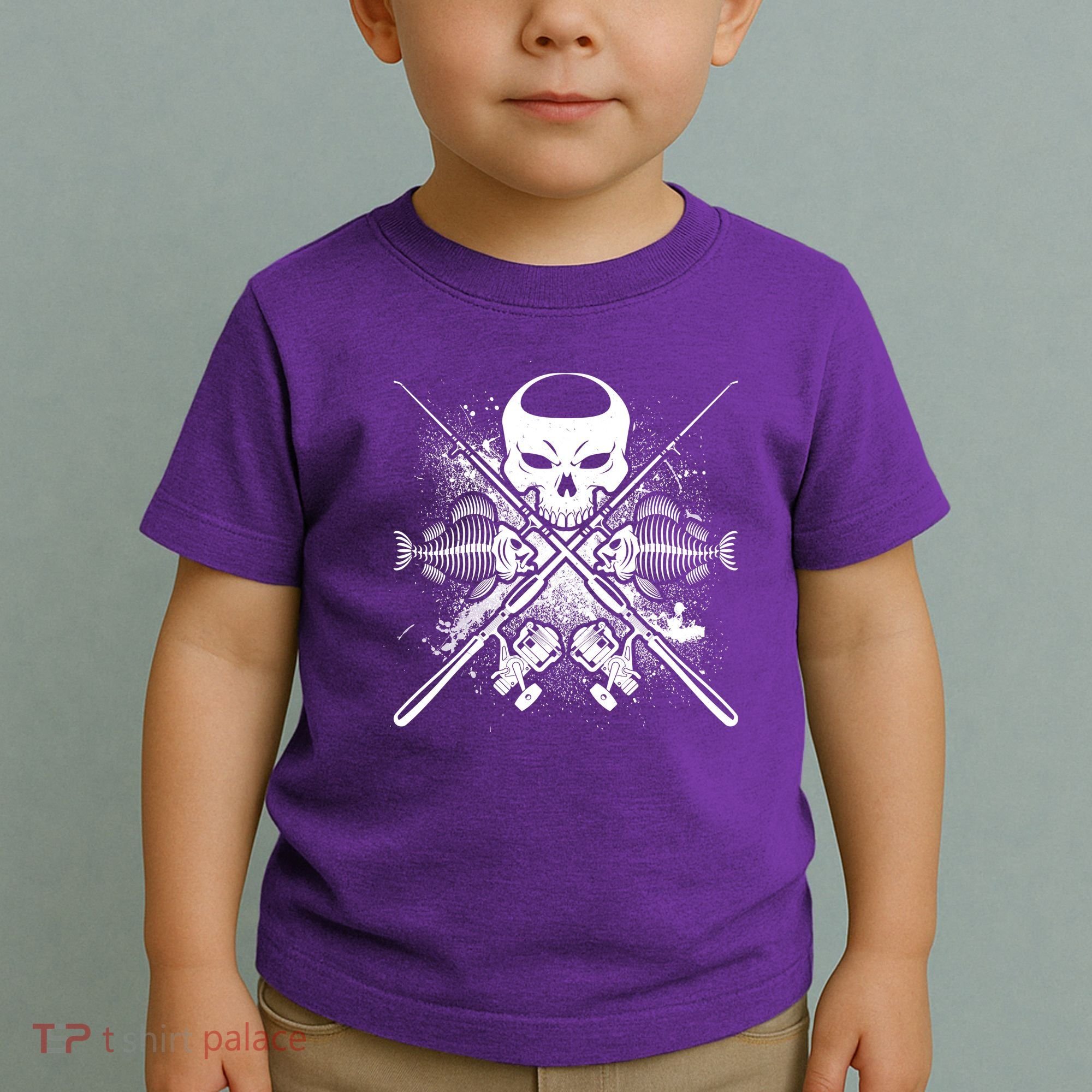 Grunge Skull Fish Bone Fishing Toddler T-Shirt