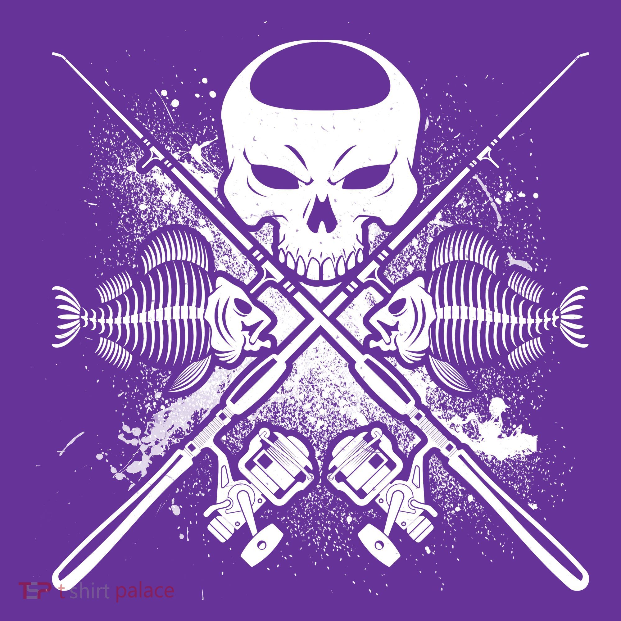 Grunge Skull Fish Bone Fishing Toddler T-Shirt