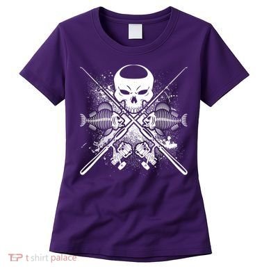 Grunge Skull Fish Bone Fishing Women's T-Shirt