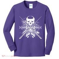 Grunge Skull Fish Bone Fishing Kids Long Sleeve Shirt thumb 0
