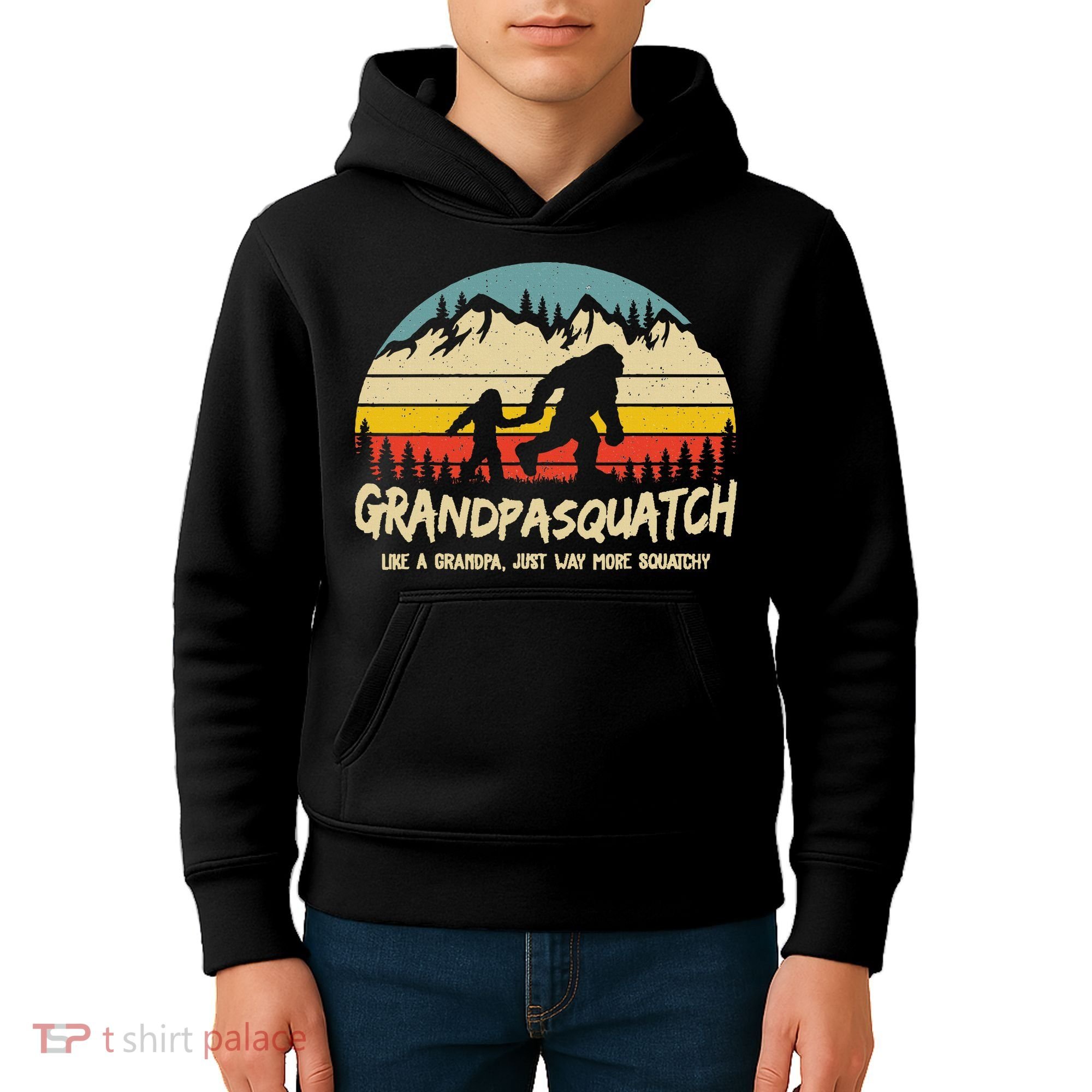 Grandpa Squatch Funny Bigfoot Sasquatch Fathers Day Gift Kids Hoodie
