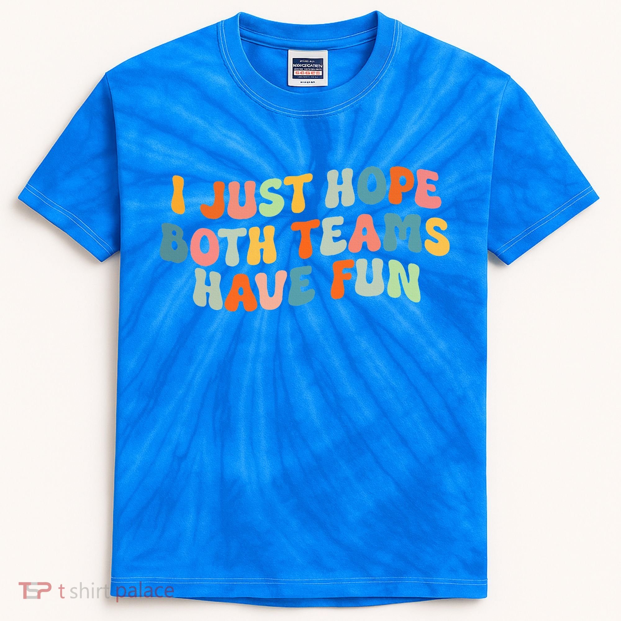 Groovy Style Funny Football I Just Hope Both Teams Have Fun Kids Tie-Dye T-Shirt