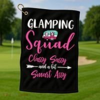 Glamping Squad Funny Matching Family Camping Trip Gift Golf Towel thumb 1