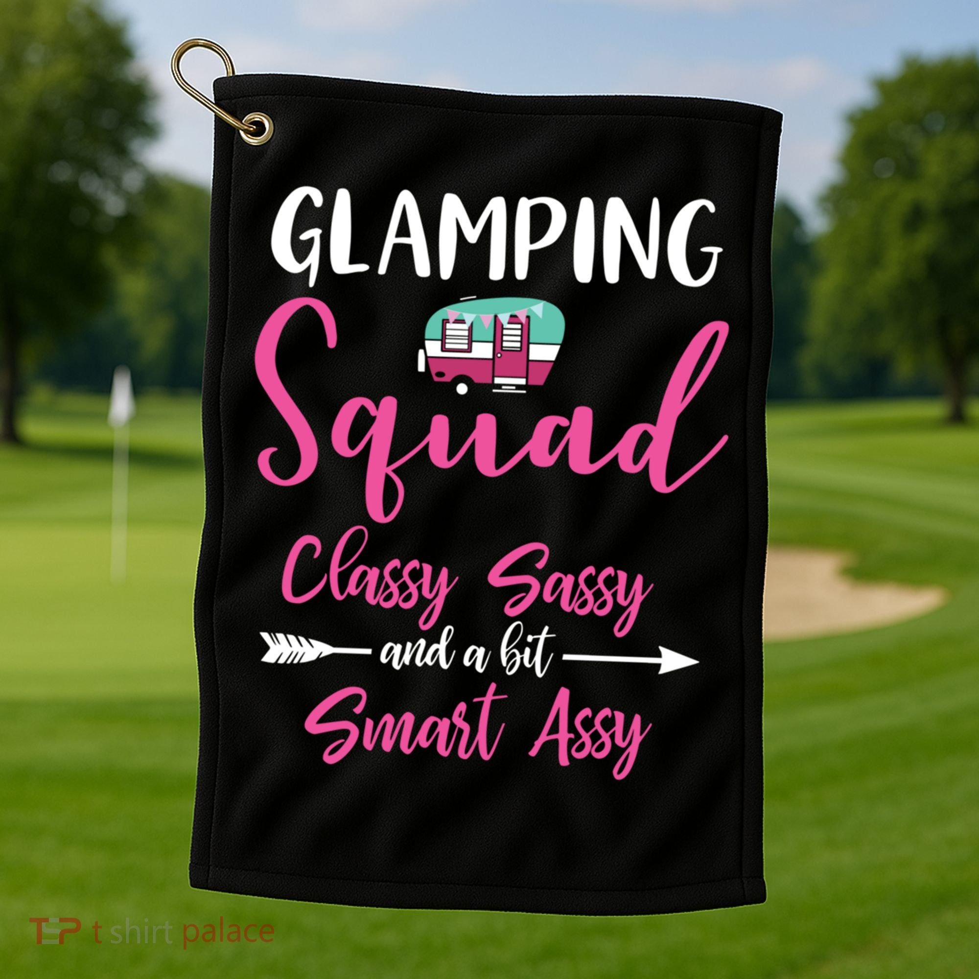 Glamping Squad Funny Matching Family Camping Trip Gift Golf Towel