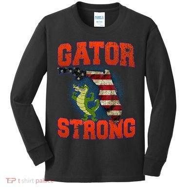Gator Strong Florida S.T.A.T.E Gator Kids Long Sleeve Shirt
