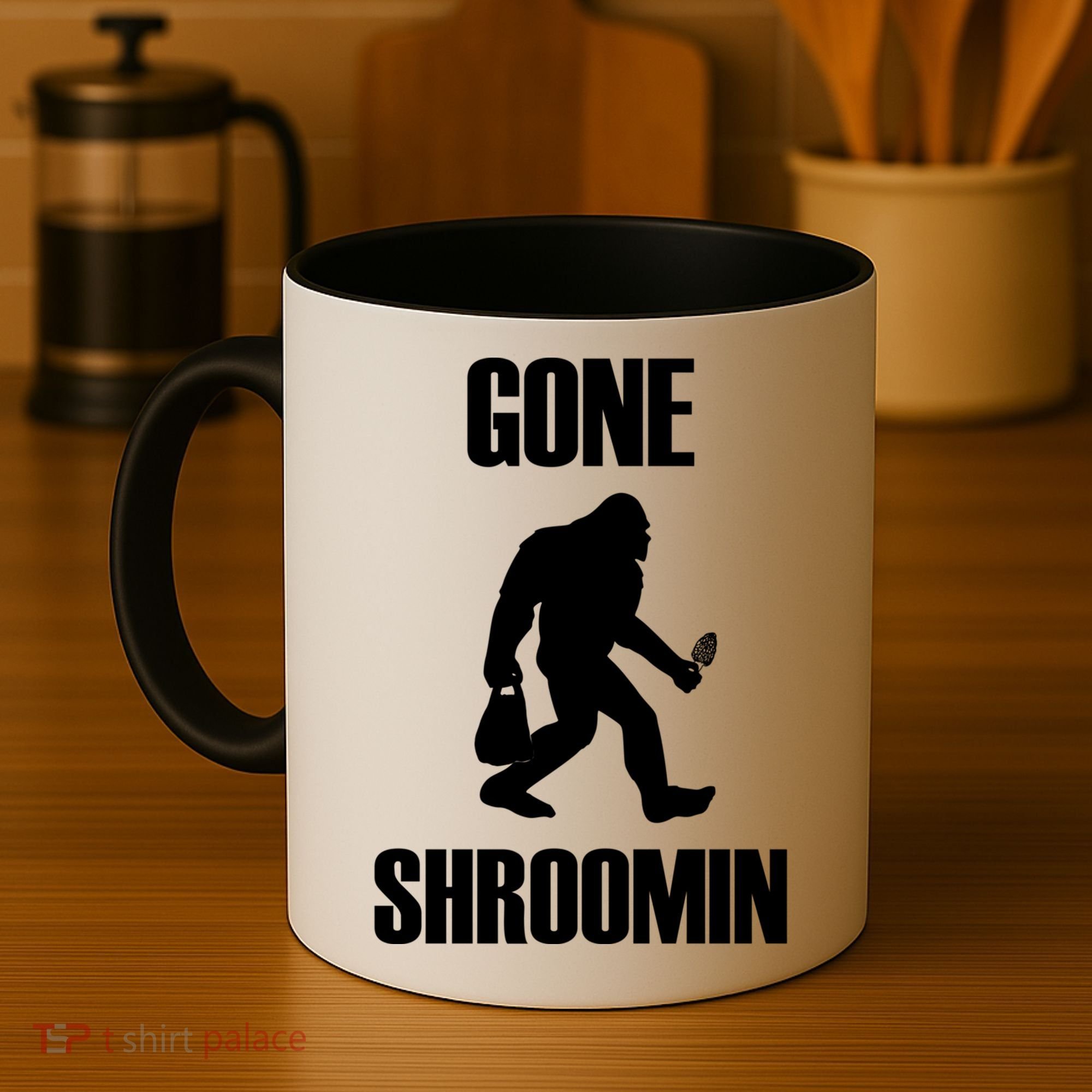 Gone Shroomin Funny Sasquatch Morel Mushroom Hunter Foraging Gift Coffee Mug