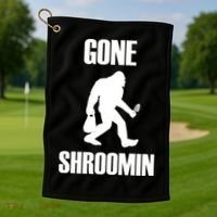 Gone Shroomin Funny Sasquatch Morel Mushroom Hunter Foraging Gift Golf Towel thumb 1