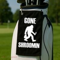 Gone Shroomin Funny Sasquatch Morel Mushroom Hunter Foraging Gift Golf Towel thumb 2