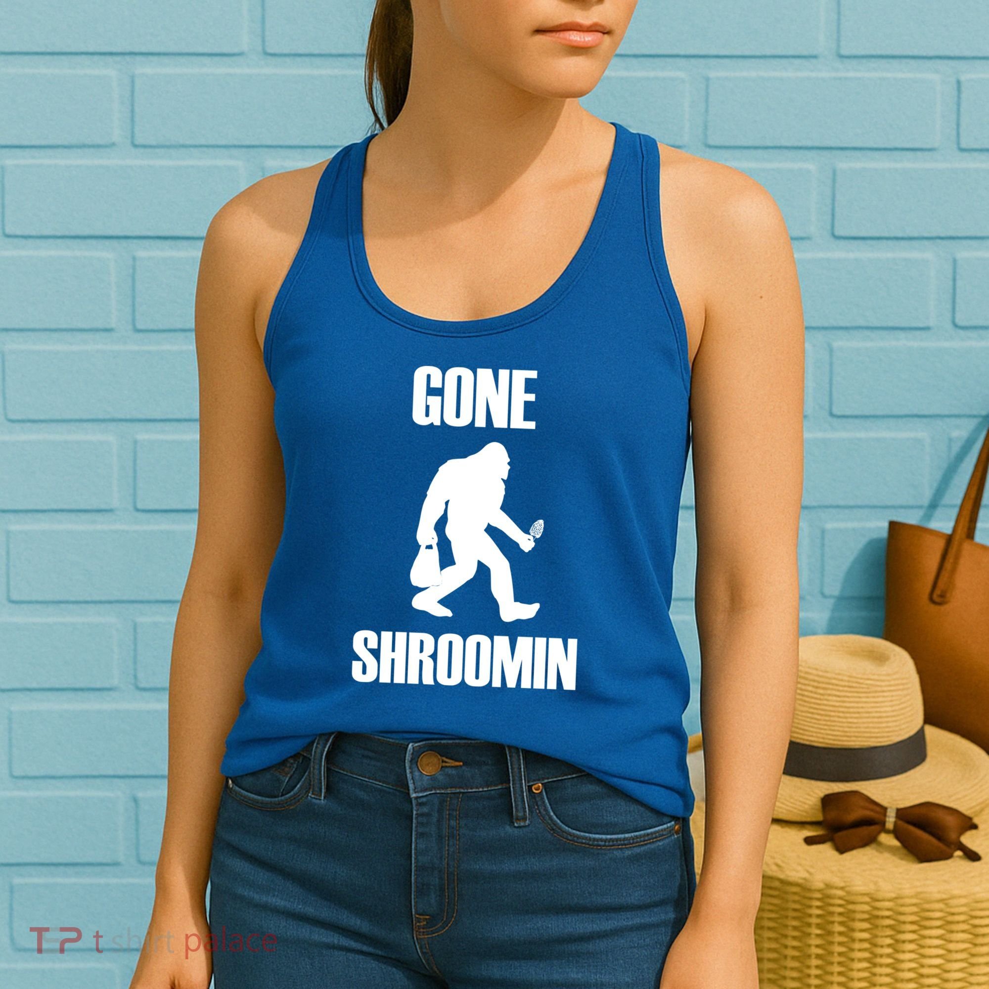 Gone Shroomin Funny Sasquatch Morel Mushroom Hunter Foraging Gift Women's Tank Top