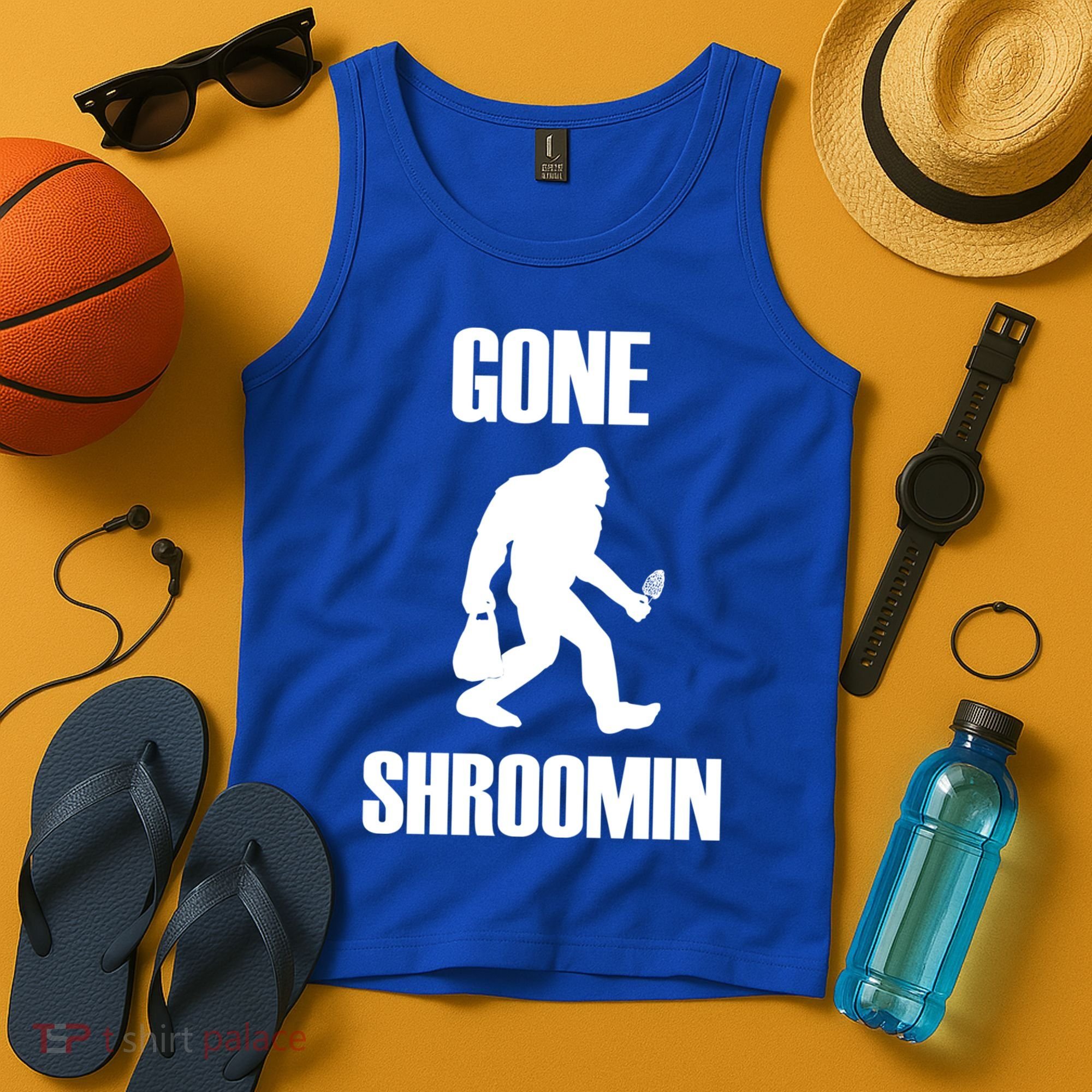 Gone Shroomin Funny Sasquatch Morel Mushroom Hunter Foraging Gift Tank Top