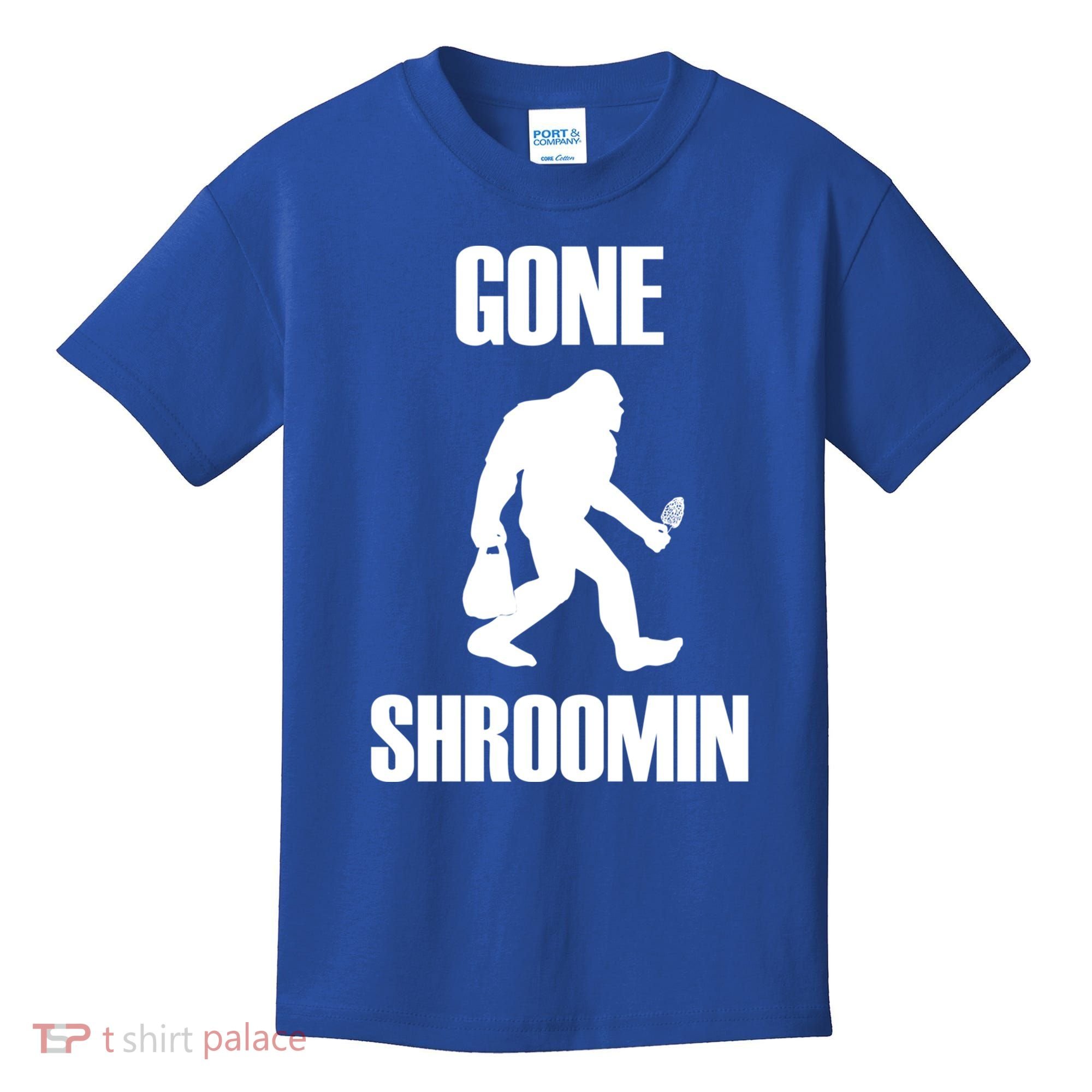 Gone Shroomin Funny Sasquatch Morel Mushroom Hunter Foraging Gift Kids T-Shirt