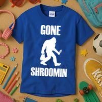 Gone Shroomin Funny Sasquatch Morel Mushroom Hunter Foraging Gift Kids T-Shirt thumb 3