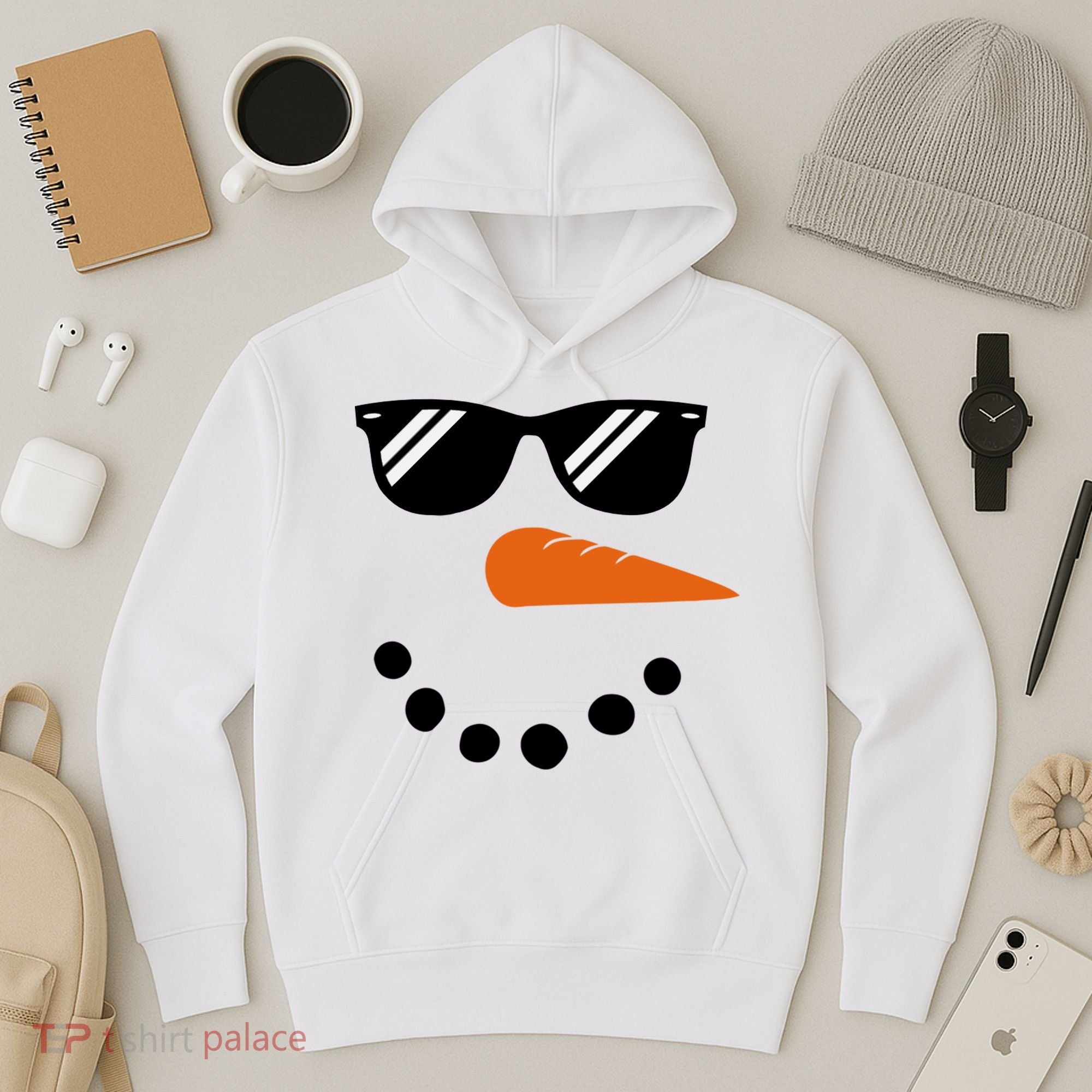 Gangster Snowman Face Hoodie