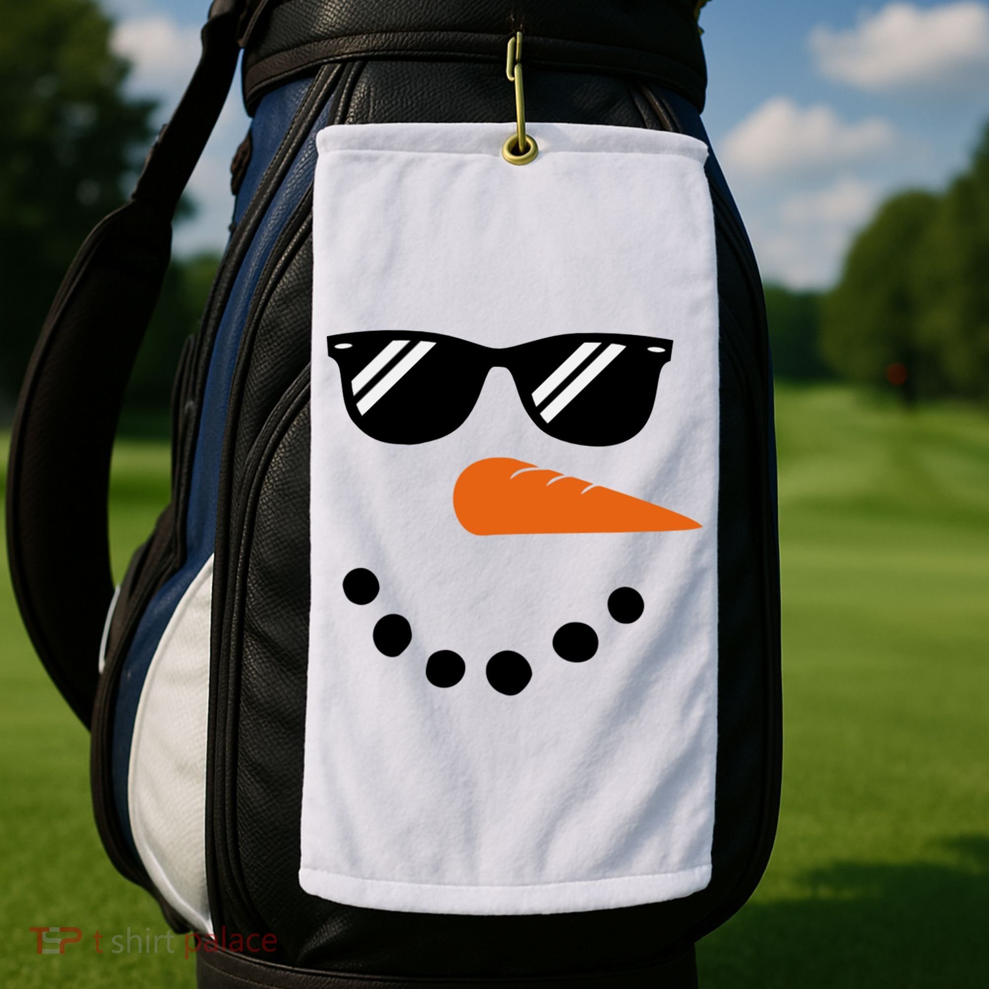 Gangster Snowman Face Golf Towel