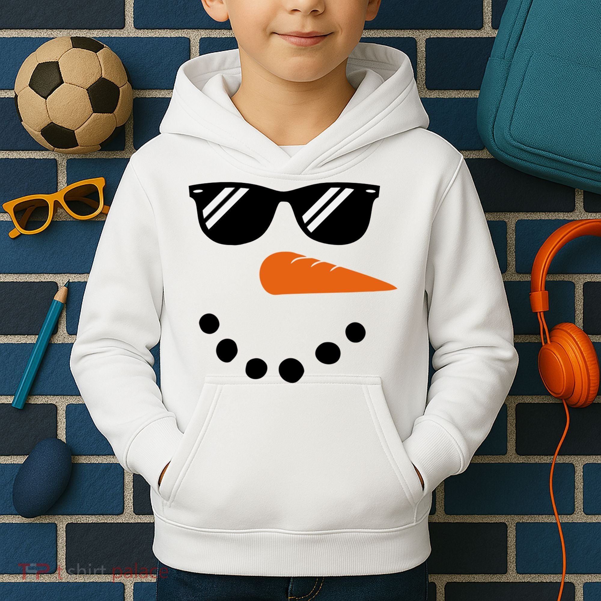 Gangster Snowman Face Kids Hoodie