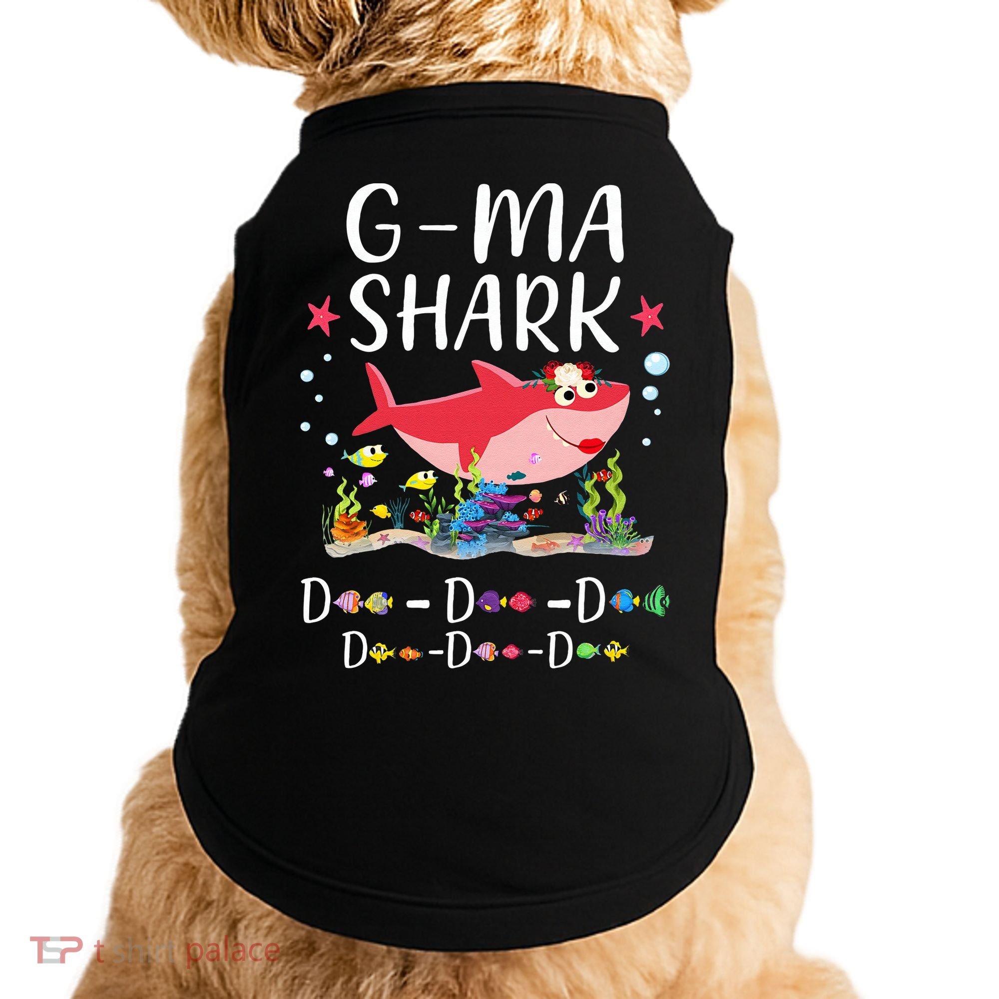 GMa Shark, Funny Mother's Day Floral Gift Doggie Tank