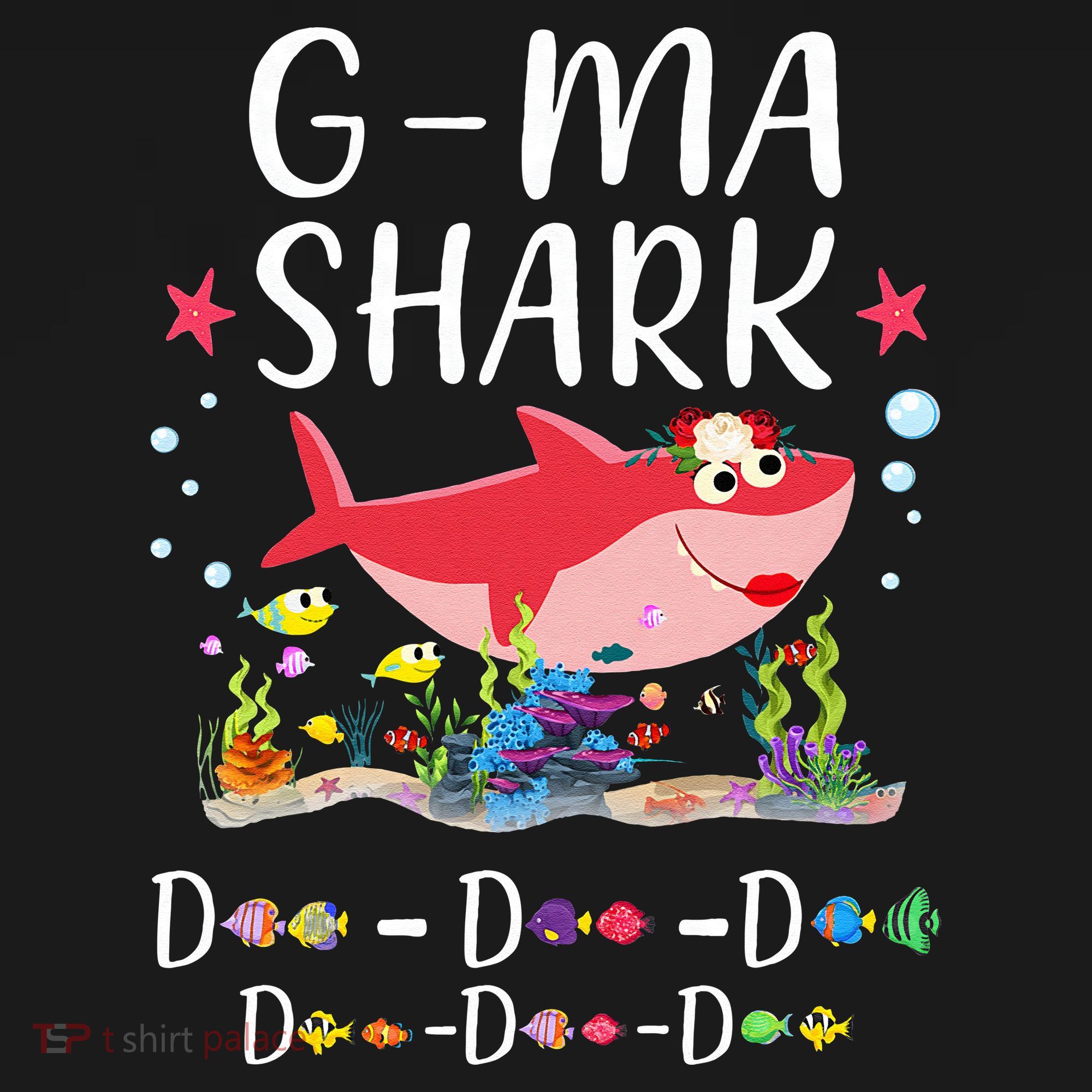 GMa Shark, Funny Mother's Day Floral Gift Coaster