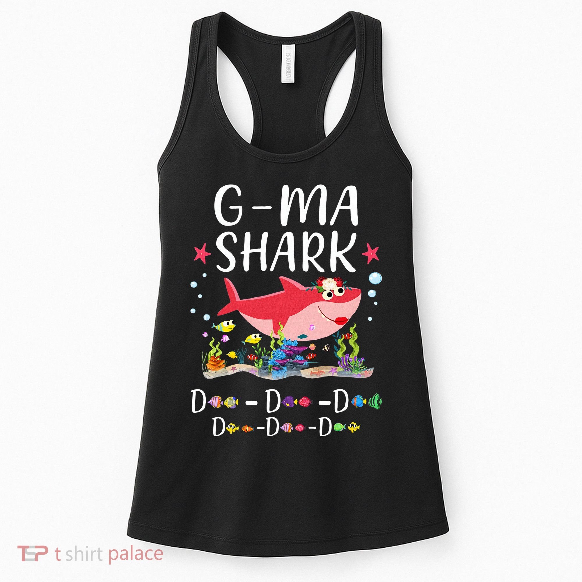 GMa Shark, Funny Mother's Day Floral Gift Women's Tank Top