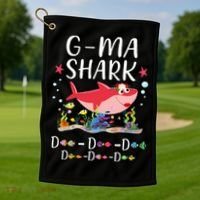 GMa Shark, Funny Mother's Day Floral Gift Golf Towel thumb 1