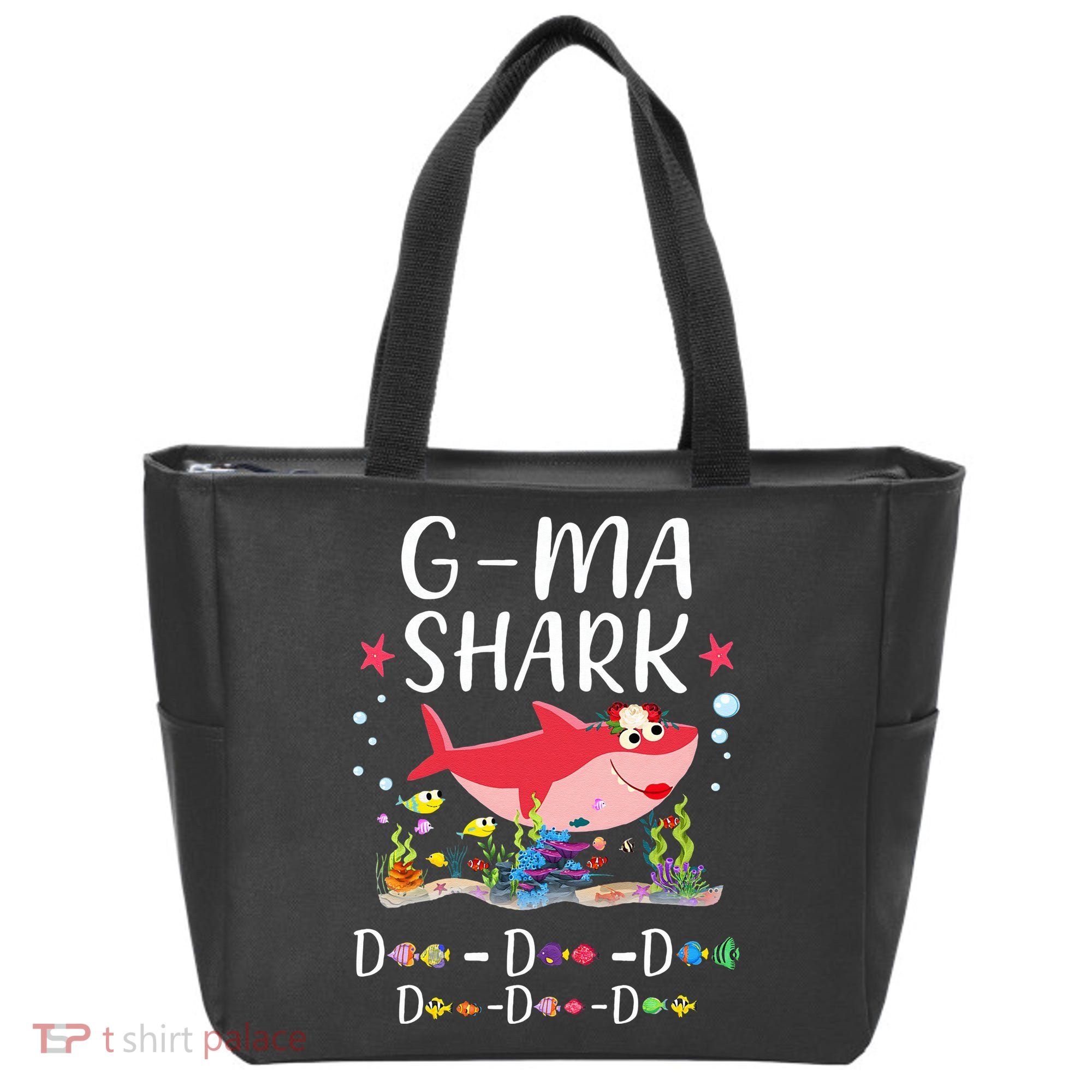 GMa Shark, Funny Mother's Day Floral Gift Tote Bag