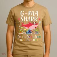 GMa Shark, Funny Mother's Day Floral Gift T-Shirt thumb 3