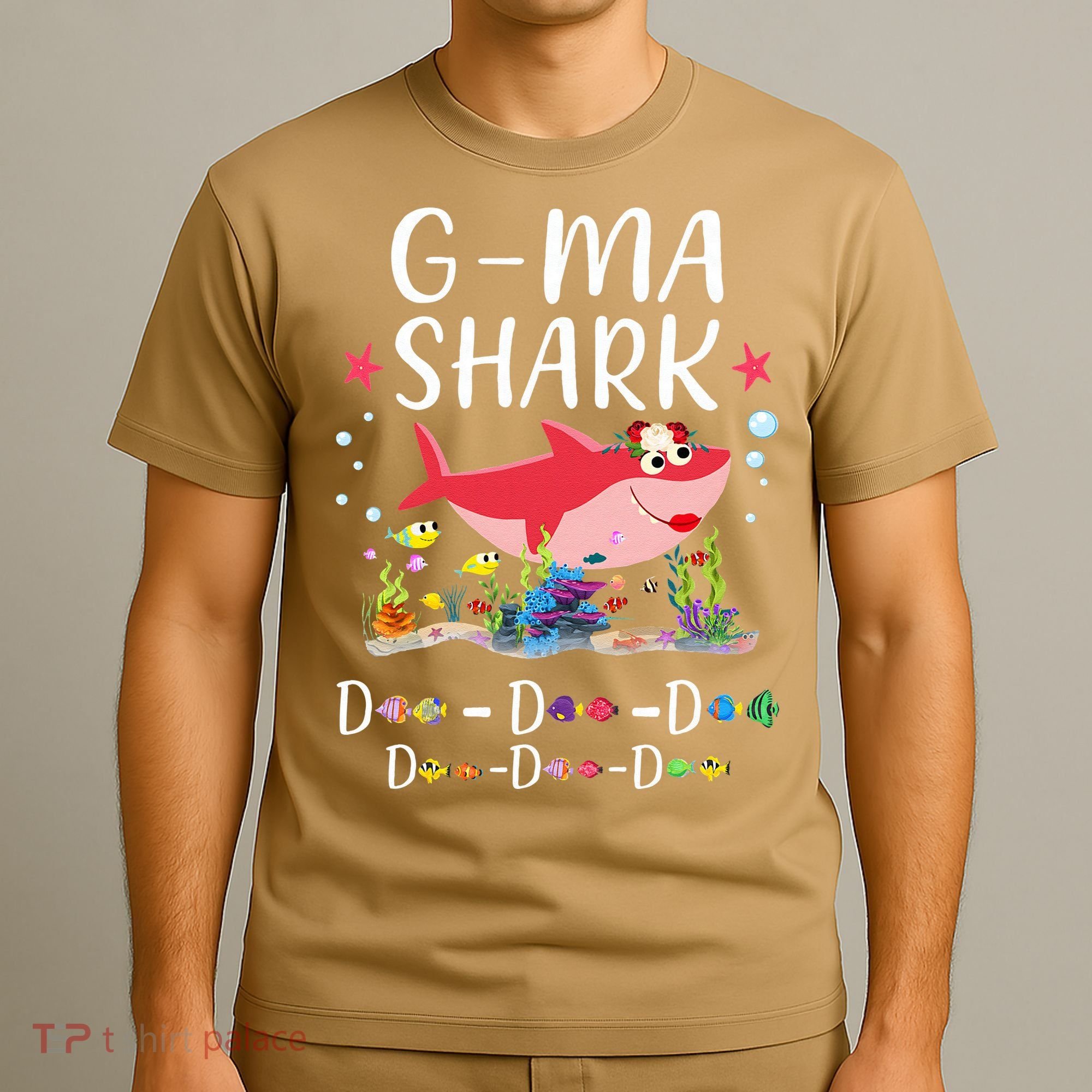 GMa Shark, Funny Mother's Day Floral Gift T-Shirt