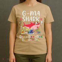 GMa Shark, Funny Mother's Day Floral Gift T-Shirt thumb 4