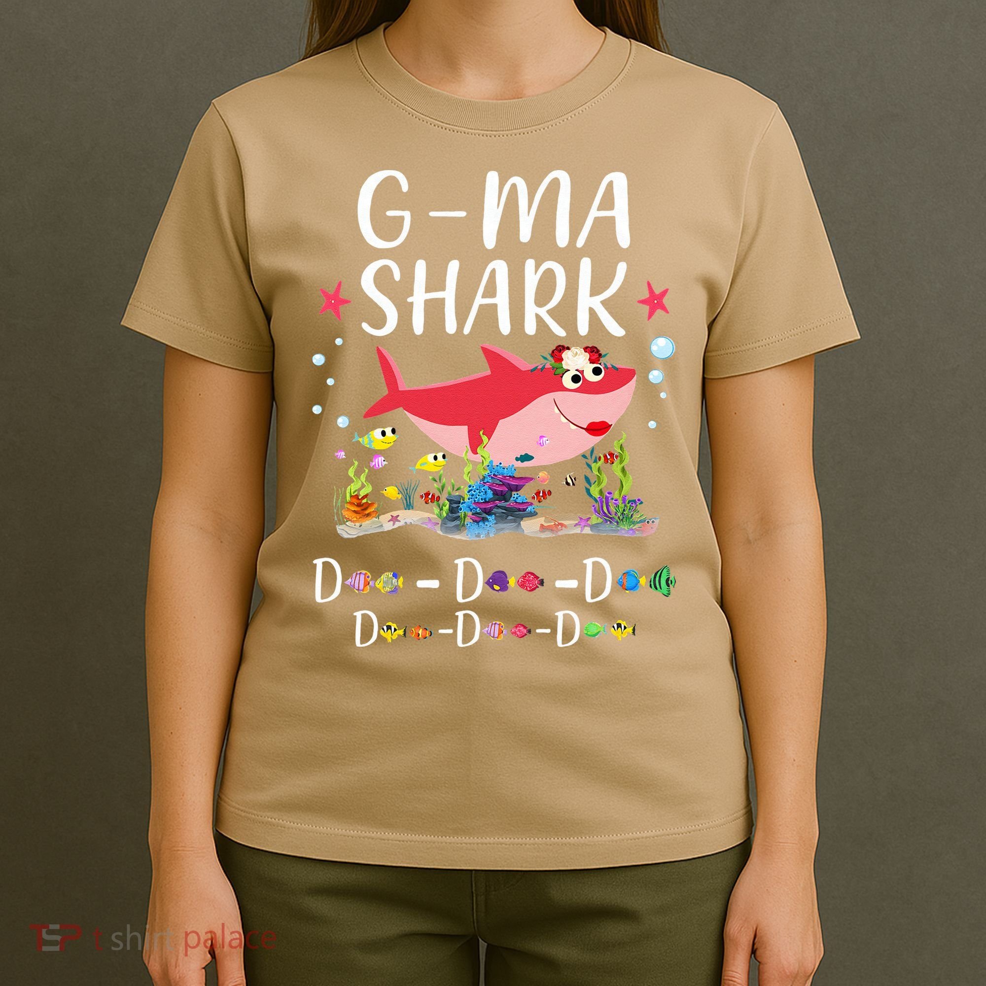 GMa Shark, Funny Mother's Day Floral Gift T-Shirt