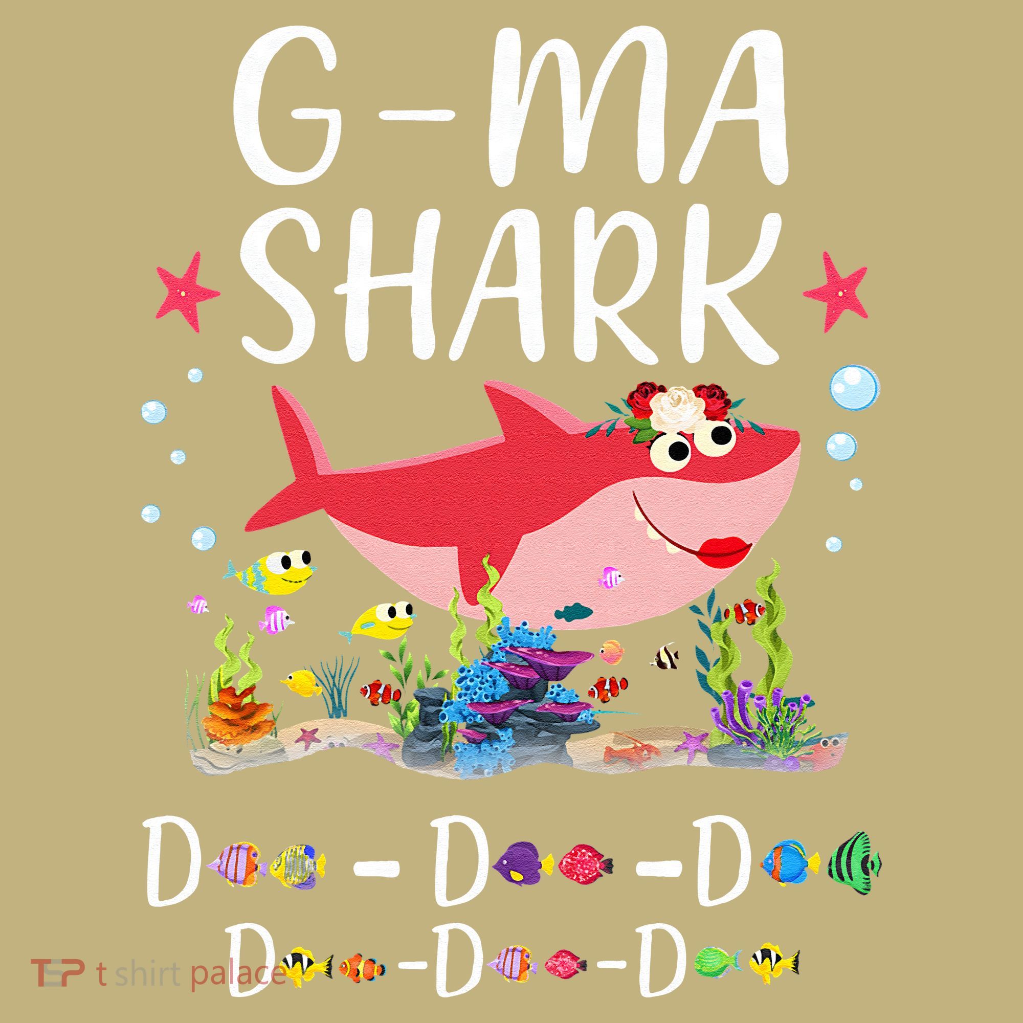 GMa Shark, Funny Mother's Day Floral Gift T-Shirt