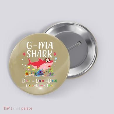 GMa Shark, Funny Mother's Day Floral Gift Button