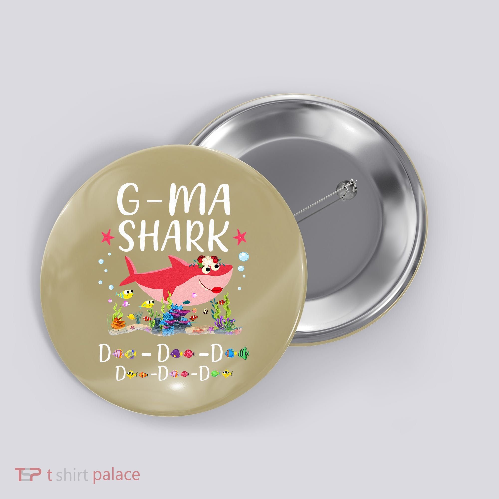 GMa Shark, Funny Mother's Day Floral Gift Button