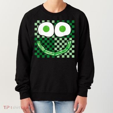Green Smile Face Eggs And Bacon Ham Breakfast St PatrickS Women's Sweatshirt