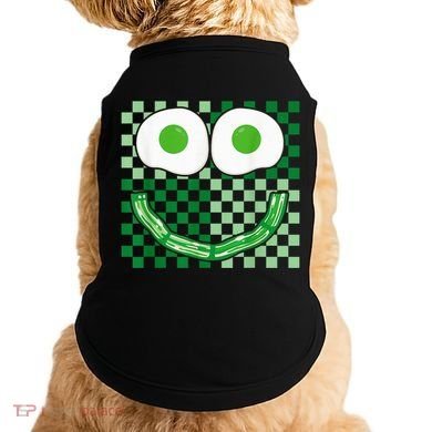 Green Smile Face Eggs And Bacon Ham Breakfast St PatrickS Doggie Tank