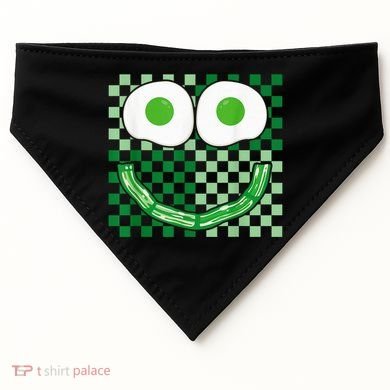Green Smile Face Eggs And Bacon Ham Breakfast St PatrickS USA-Made Doggie Bandana