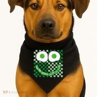 Green Smile Face Eggs And Bacon Ham Breakfast St PatrickS USA-Made Doggie Bandana thumb 1