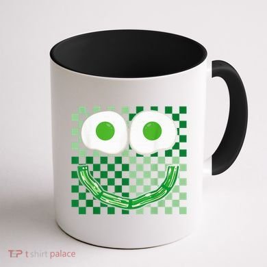 Green Smile Face Eggs And Bacon Ham Breakfast St PatrickS Coffee Mug back