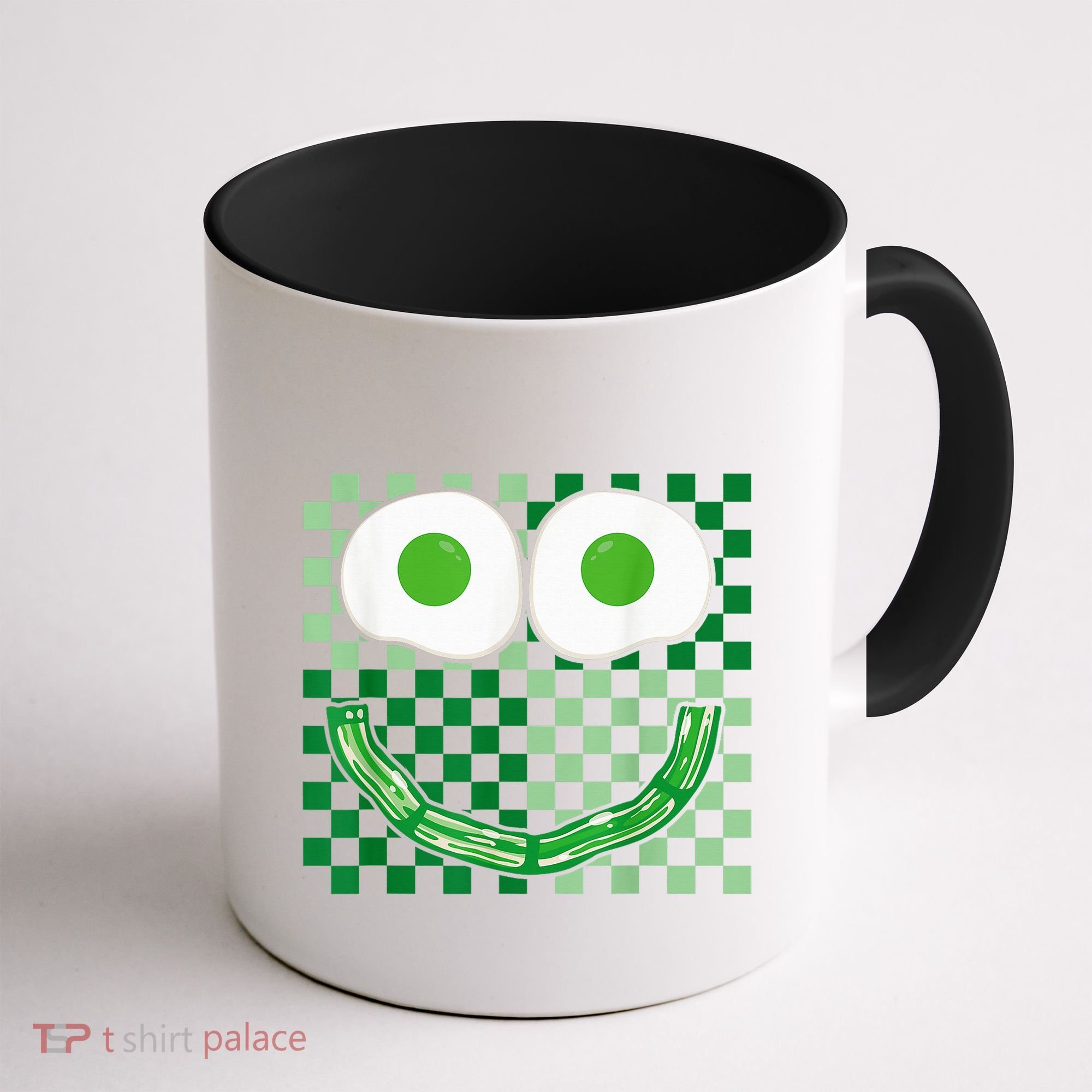 Green Smile Face Eggs And Bacon Ham Breakfast St PatrickS Coffee Mug