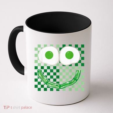 Green Smile Face Eggs And Bacon Ham Breakfast St PatrickS Coffee Mug