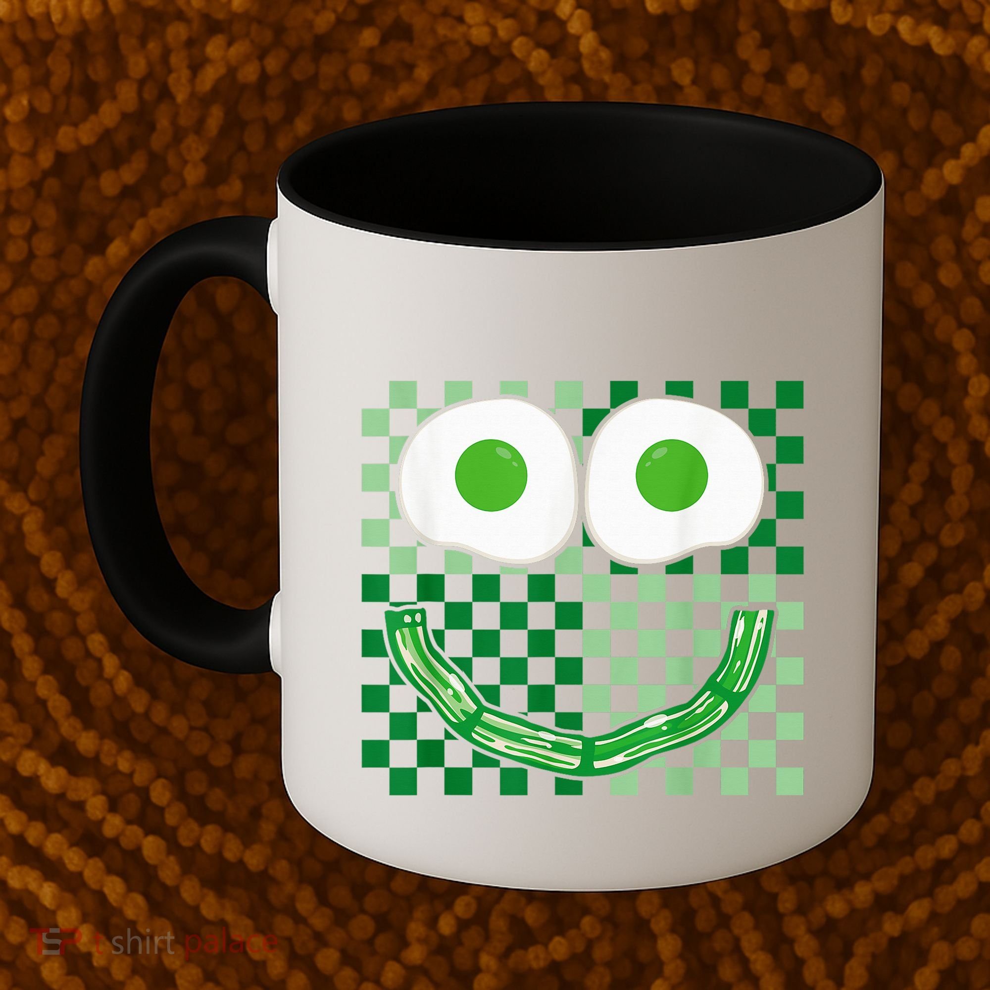 Green Smile Face Eggs And Bacon Ham Breakfast St PatrickS Coffee Mug
