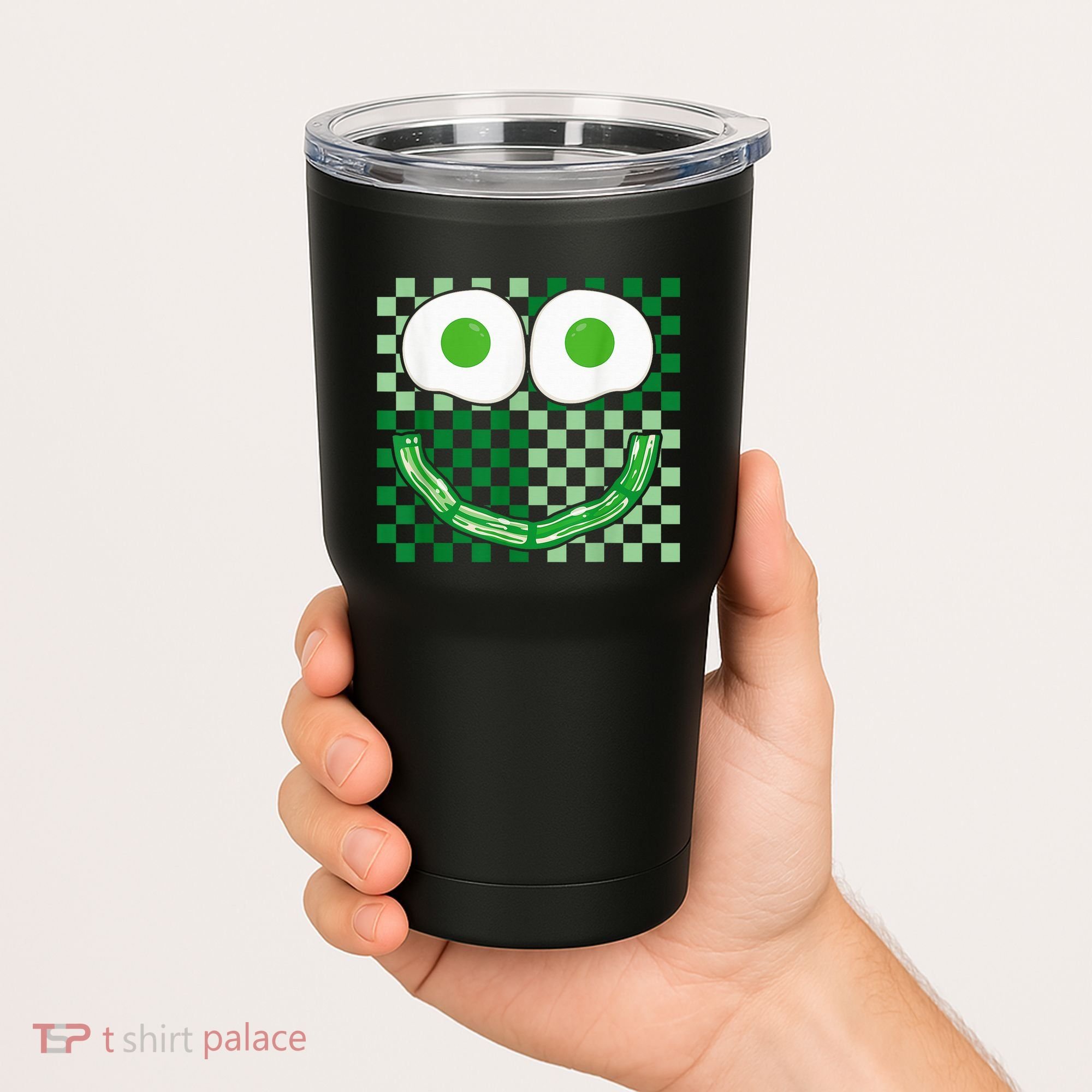 Green Smile Face Eggs And Bacon Ham Breakfast St PatrickS Tumbler