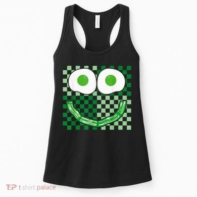 Green Smile Face Eggs And Bacon Ham Breakfast St PatrickS Women's Tank Top