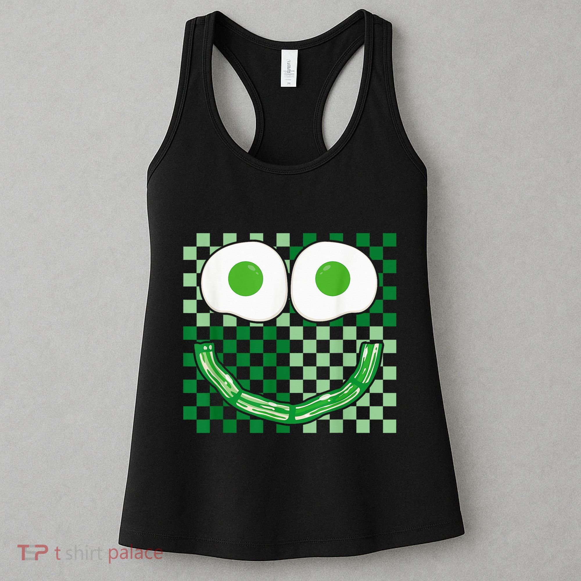 Green Smile Face Eggs And Bacon Ham Breakfast St PatrickS Women's Tank Top