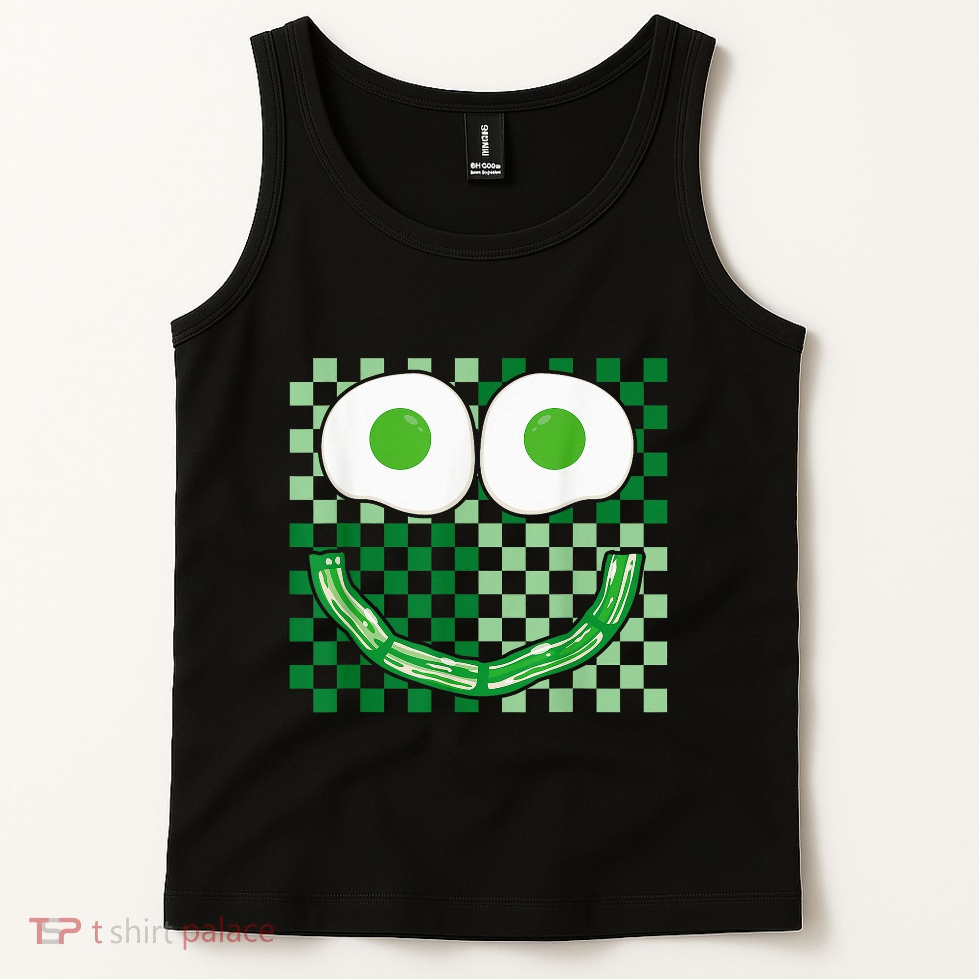 Green Smile Face Eggs And Bacon Ham Breakfast St PatrickS Tank Top